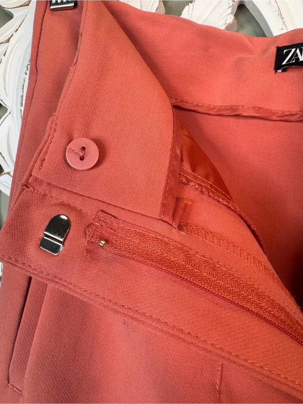 Zara High-Rise Coral Pink Tapered Dress Pants Large